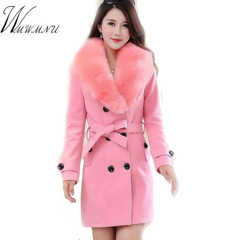 WMWMNU winter fashion slim long wool coat women Big Fur Collar Double Breasted warm wool jacket Elegant vintage pink coat
WMWMNU winter fashion slim long wool coat women Big Fur Collar Double Breasted warm wool jacket Elegant vintage pink coat