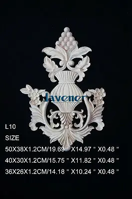 

L10 -36x26x1.2cm Wood Carved Long Onlay Applique Unpainted Frame Door Decal Working carpenter Decoration