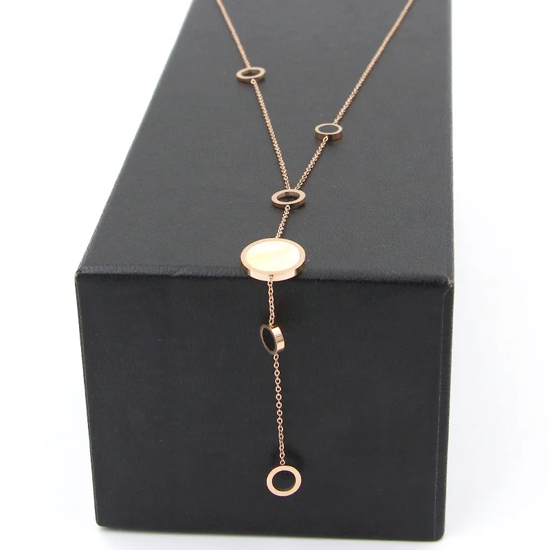 Pink gold color stainless steel long tassel chain necklaces & pendants, fashion white shell necklace women colar jewelry
Pink gold color stainless steel long tassel chain necklaces & pendants, fashion white shell necklace women colar jewelry