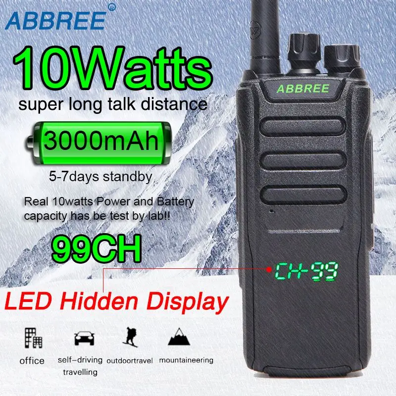 ABBREE AR-Q10 мощный 10 Вт 3000 мАч аккумулятор 99CH светодиодный экран со скрытым дисплеем UHF 400-470 МГц дальность двухсторонняя рация
ABBREE AR-Q10 мощный 10 Вт 3000 мАч аккумулятор 99CH светодиодный экран со скрытым дисплеем UHF 400-470 МГц дальность двухсторонняя рация
