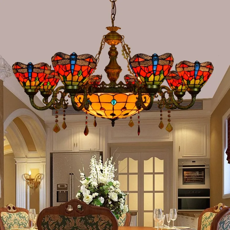 Tiffany Dragonfly Baroque Stained Glass Suspended Luminaire E27 110-240V Chain Pendant lights for Home Parlor Dining Room
Tiffany Dragonfly Baroque Stained Glass Suspended Luminaire E27 110-240V Chain Pendant lights for Home Parlor Dining Room