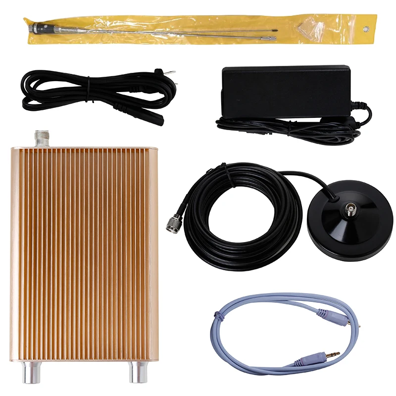 Gold Color 5W/15W NIO-T15B Broadcast Transmitter 87-108MHz +12V 5A Power Adapter +3.5mm Audio Cable+Car Antenna(New Version)
Gold Color 5W/15W NIO-T15B Broadcast Transmitter 87-108MHz +12V 5A Power Adapter +3.5mm Audio Cable+Car Antenna(New Version)