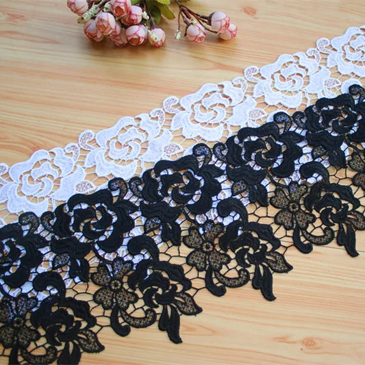 5 meter 16cm 6.29" wide black/ivory embroidered tapes lace trim ribbon clothes dress fabric 183A12L11F2
5 meter 16cm 6.29" wide black/ivory embroidered tapes lace trim ribbon clothes dress fabric 183A12L11F2