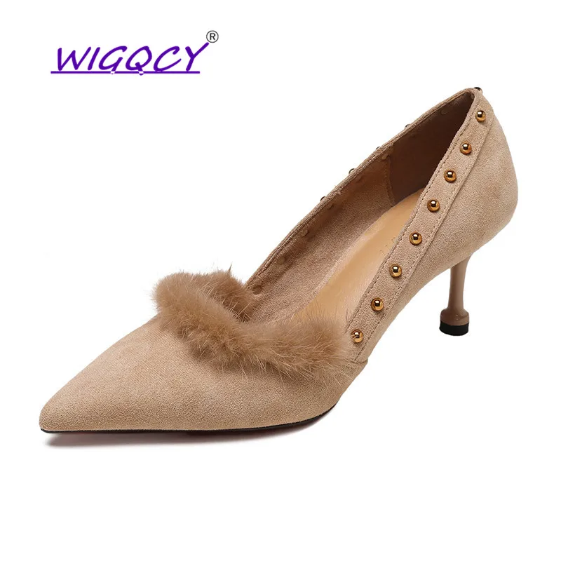 Thin Heels Pumps Woman Flock High Heels Ladies Office Shoes Pointed Toe Shallow Summer Heels Fashion Rivet Party shoes wome
Thin Heels Pumps Woman Flock High Heels Ladies Office Shoes Pointed Toe Shallow Summer Heels Fashion Rivet Party shoes wome
