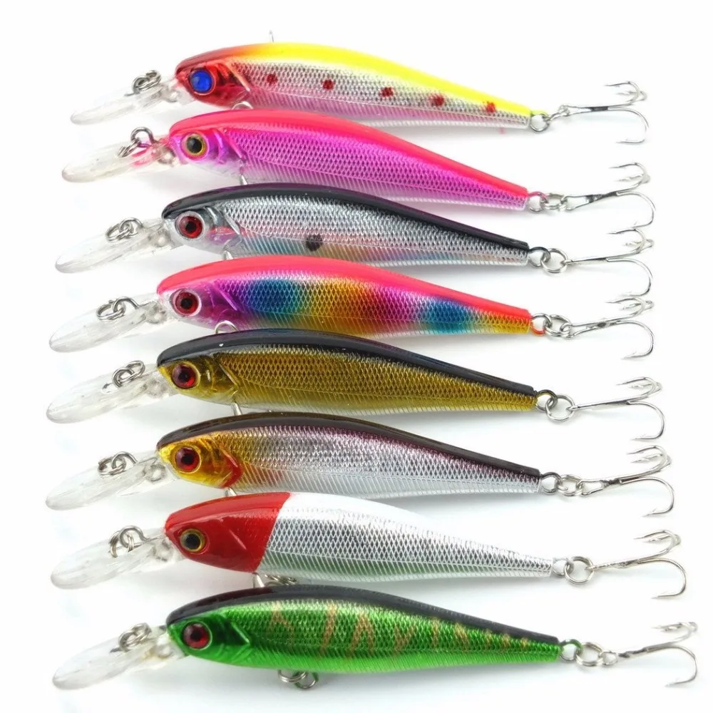 Фото HiUmi 8 шт 10 1 см 9 36g Новый Minnow приманки для ловли рыбы Рыба гольян рыболовные снасти