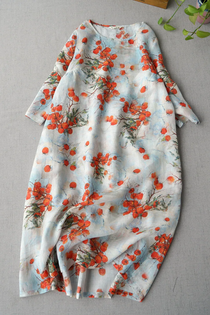 Spring Summer Women Casual Loose Plus Size Japanese Style Vintage Floral Print Comfortable Water Washed Thin Ramie Dresses
Spring Summer Women Casual Loose Plus Size Japanese Style Vintage Floral Print Comfortable Water Washed Thin Ramie Dresses
