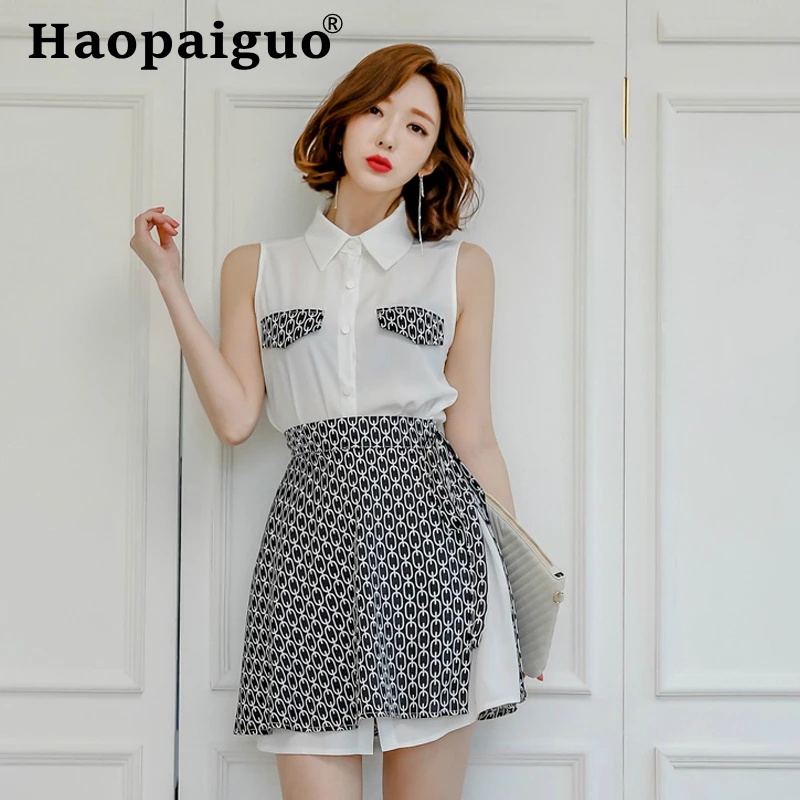 2019 Summer Korean OL Office Work Dress Women Sleeveless Singer Button Loose Shirt Dress Women Print Sashes Elegant Dress Women
2019 Summer Korean OL Office Work Dress Women Sleeveless Singer Button Loose Shirt Dress Women Print Sashes Elegant Dress Women