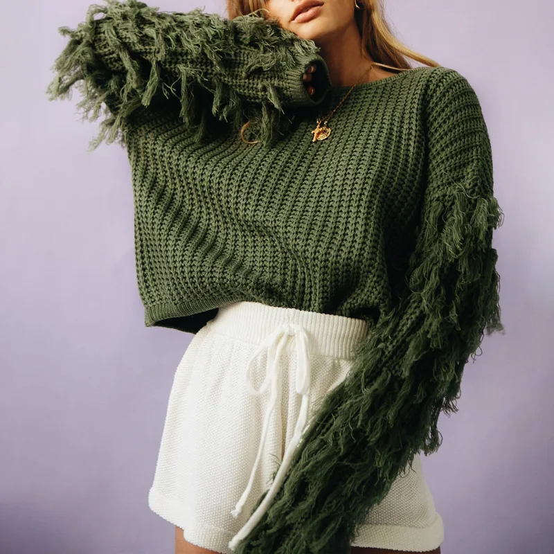 Tassel Knitted Sweater Women Pullover Loose Casual Army Green Winter Sweater Female O Neck 2019 Autumn Jumper Pull Femme
Tassel Knitted Sweater Women Pullover Loose Casual Army Green Winter Sweater Female O Neck 2019 Autumn Jumper Pull Femme