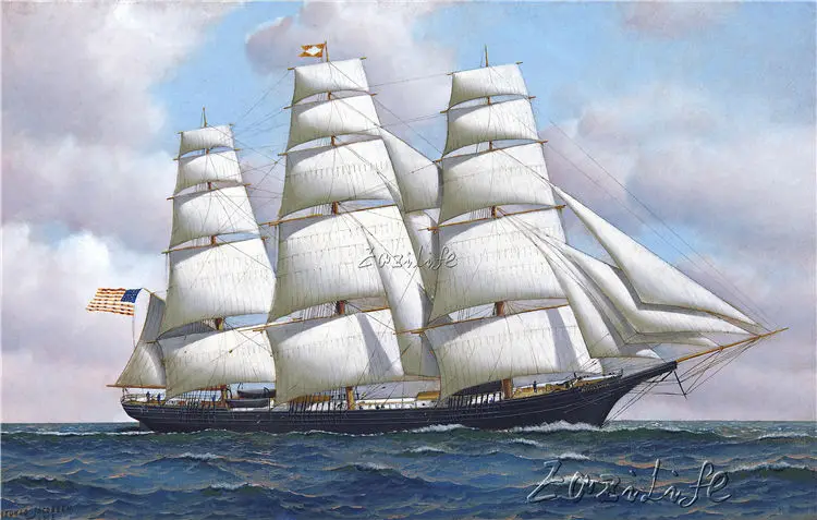 Canvas Print Ship Naval Battle Oil Painting Art Picture Printed on Canvas 8