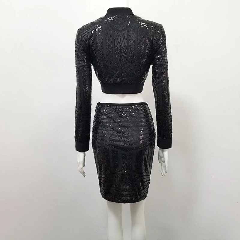 V-Neck Sequined Bandage Dress Suits Sexy Women Dresses Suits Nightclub Fashion Evening Party