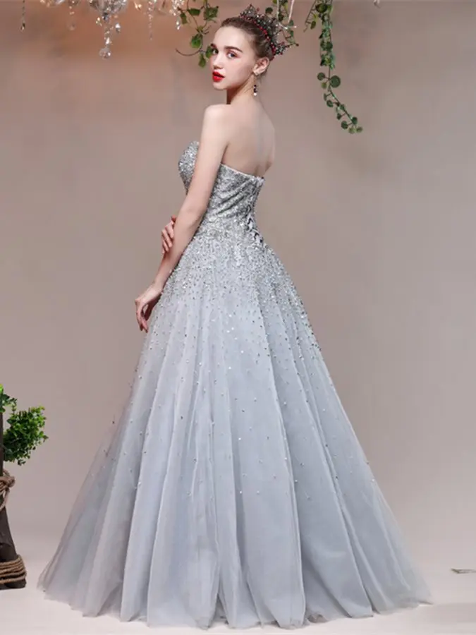 2020 Ensotek Attractive A-Line Strapless Beads Tulle Evening Gowns Long Graduation Gray Prom Party Dresses robe de soriee
2020 Ensotek Attractive A-Line Strapless Beads Tulle Evening Gowns Long Graduation Gray Prom Party Dresses robe de soriee