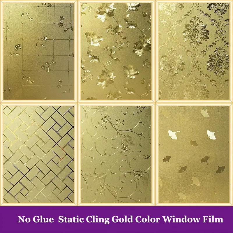 60CMX2M Golden Color Decorative Static Cling Window Film Frosted Privacy Window Sticker Flower Glass Film Raamfolie
60CMX2M Golden Color Decorative Static Cling Window Film Frosted Privacy Window Sticker Flower Glass Film Raamfolie