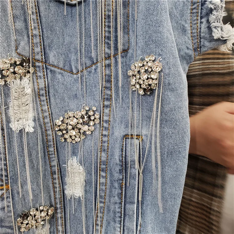 2019 New Female Spring Autumn Fashion Heavy Drilled Ribbon Hole-Piercing Jean Jacket Sleeveless Short Coat Women Vest Vests
2019 New Female Spring Autumn Fashion Heavy Drilled Ribbon Hole-Piercing Jean Jacket Sleeveless Short Coat Women Vest Vests