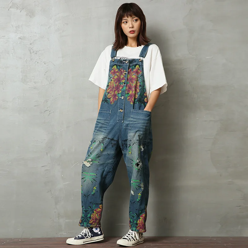 2019 New Printing Literary Large Size Denim Bib Female Korean Retro Loose White Worn Old Jumpsuits
2019 New Printing Literary Large Size Denim Bib Female Korean Retro Loose White Worn Old Jumpsuits