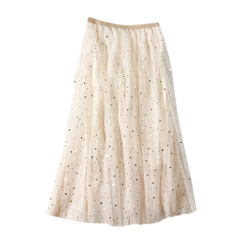 Vintage Skirts Womens Elastic High Waist Tulle Shining Star Mesh Skirt Long Pleated Tutu Skirt Female Jupe Longue
Vintage Skirts Womens Elastic High Waist Tulle Shining Star Mesh Skirt Long Pleated Tutu Skirt Female Jupe Longue