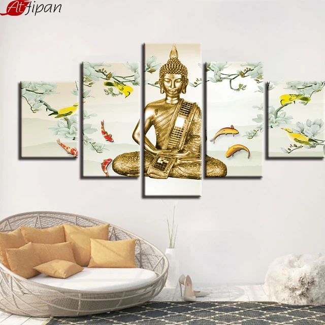 Modern Decor Living Room Wall Art Frame 5 Pieces Buddha And Fish White Flowers Paintings Poster Modular Pictures Canvas HD Print
Modern Decor Living Room Wall Art Frame 5 Pieces Buddha And Fish White Flowers Paintings Poster Modular Pictures Canvas HD Print