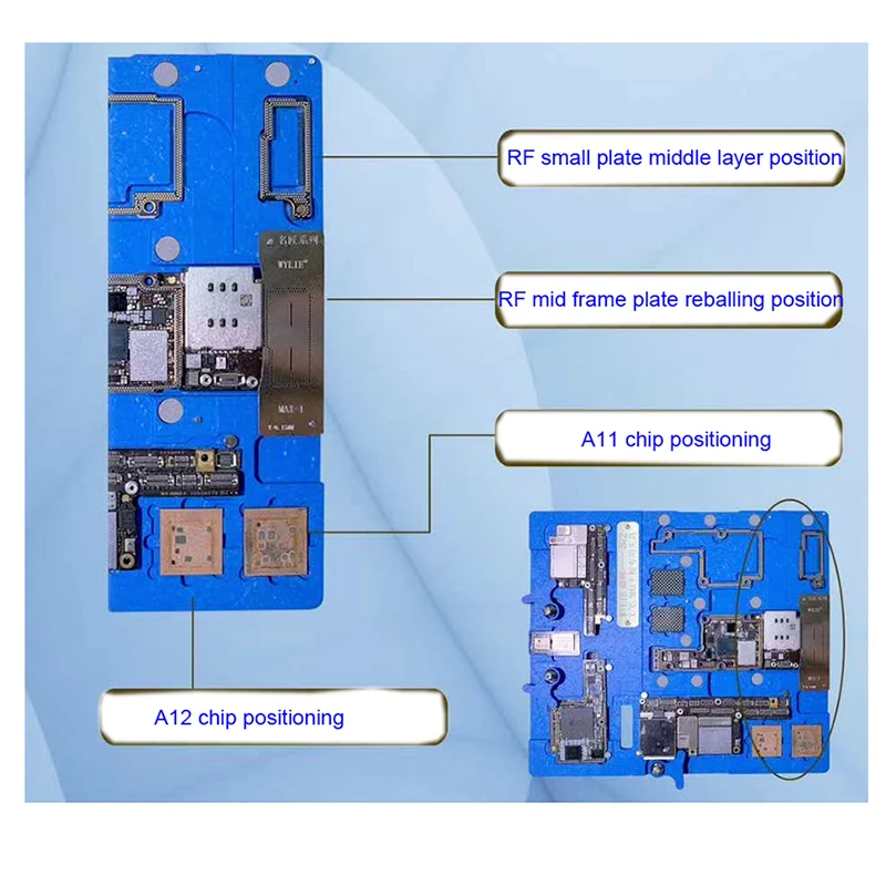Mainboard fixture Stencil reballing for iphone X/XS/XS MAX CPU A11 A12 multi-purpose compound fixed clamp fixture
Mainboard fixture Stencil reballing for iphone X/XS/XS MAX CPU A11 A12 multi-purpose compound fixed clamp fixture