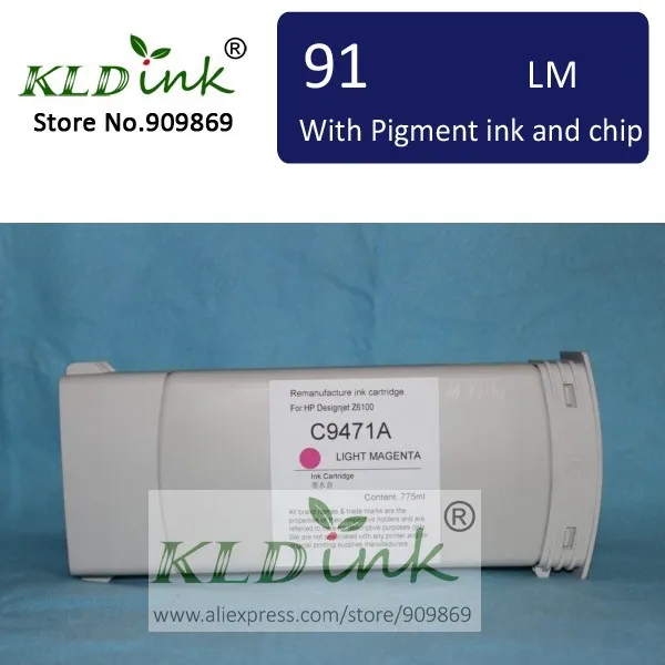 

[KLD Ink] Compatible 91 C9471A LIGHT MAGENTA Pigment ink cartridge for Designjet Z6100