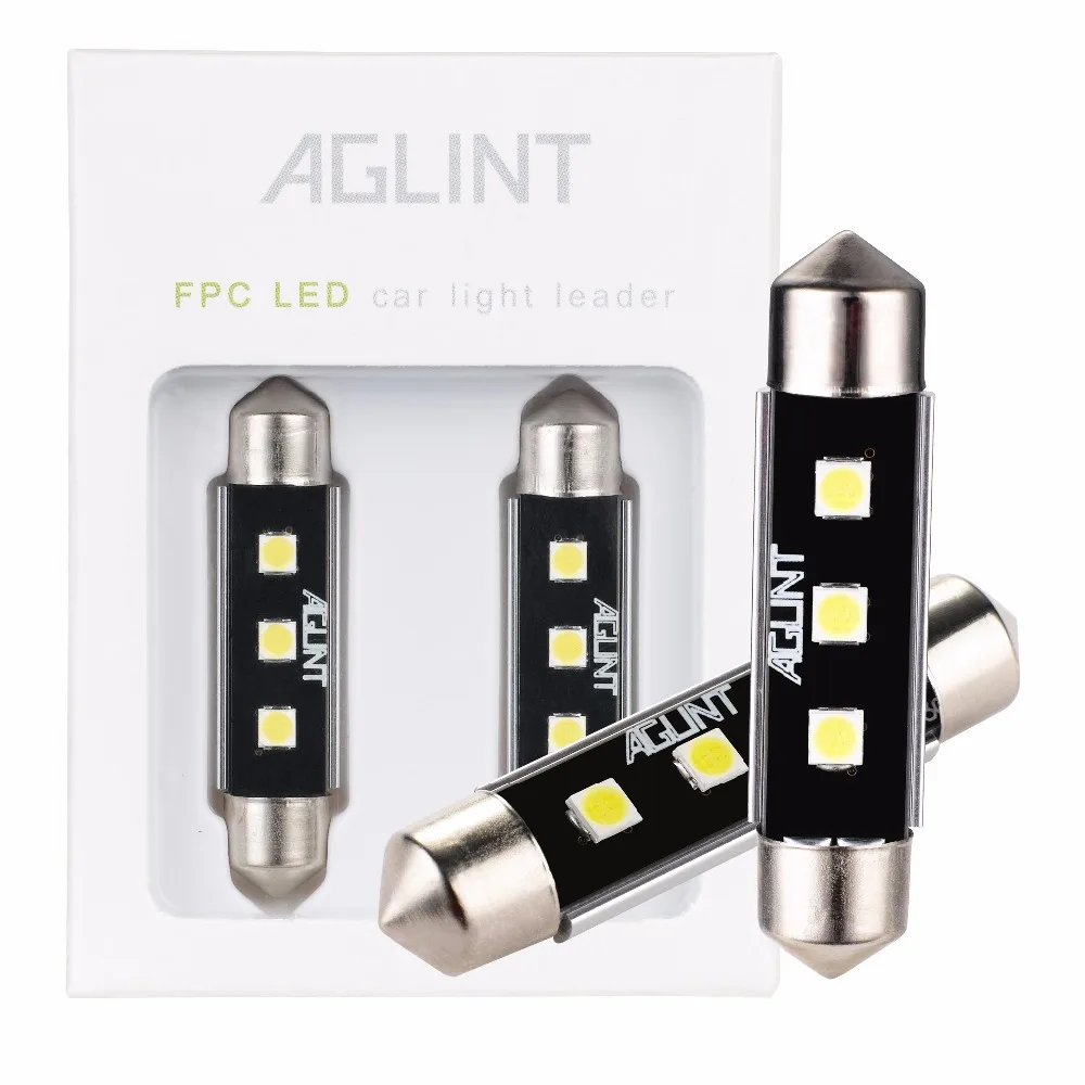 AGLINT 2 шт. светодиодный лампы для автомобилей гирлянда 41 мм 42 авто 3030 C5W