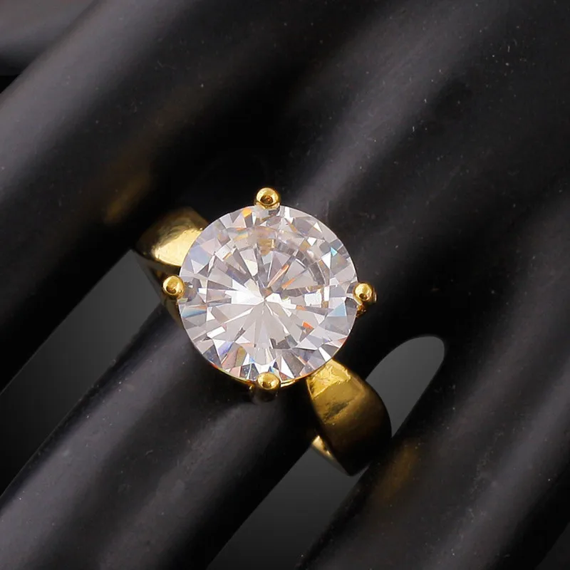Big Huge CZ imitated zirconia Ring Yellow Gold Filled Women Engagement Promise (US size 8 9) | Украшения и аксессуары