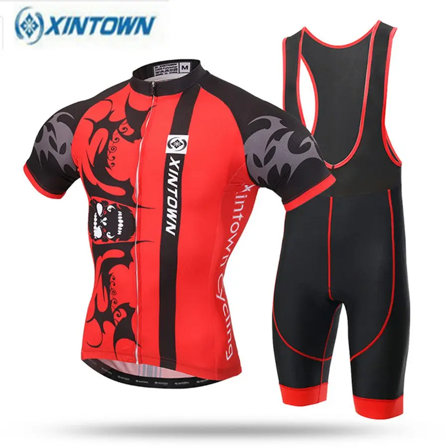 

XINTOWN Men Pro Team Cycling Jersey Cycling Clothing maillot ciclismo roupa ciclismo Short Sleeve Bib Shorts Set cycling set red