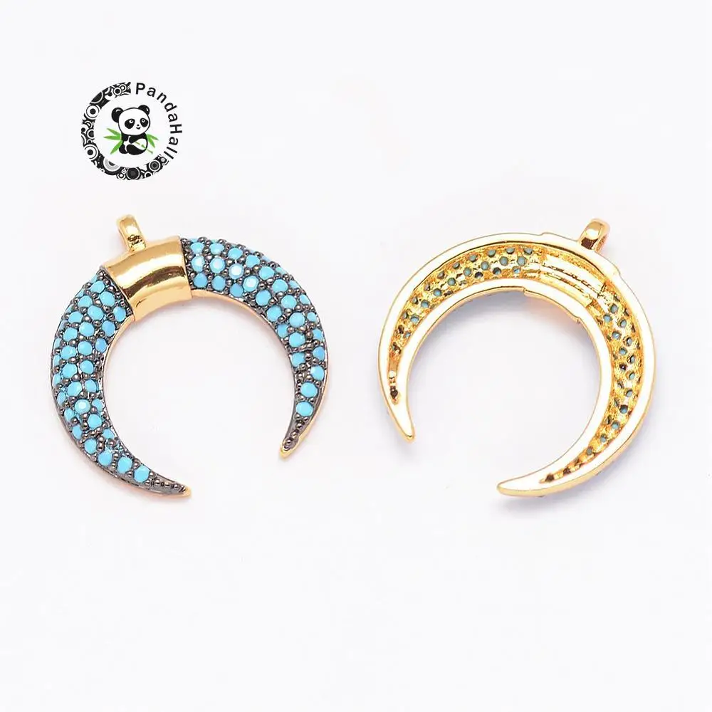 Brass Micro Pave Grade AAA Cubic Zirconia Pendants, Double Horn/Crescent Moon, Cadmium Free & Nickel Free & Lead Free, Real F60
Brass Micro Pave Grade AAA Cubic Zirconia Pendants, Double Horn/Crescent Moon, Cadmium Free & Nickel Free & Lead Free, Real F60