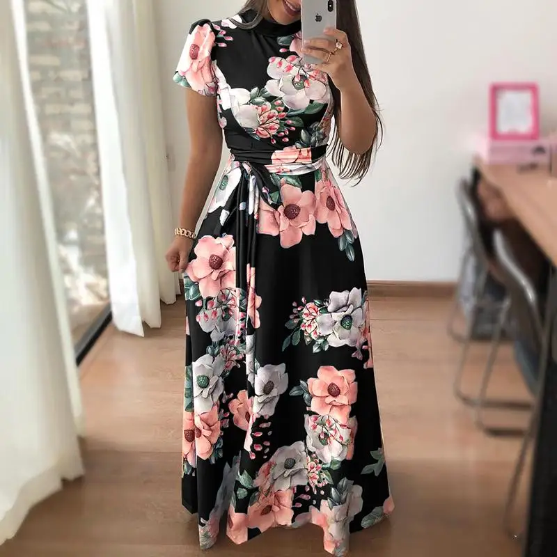 Nice Fashion Vogue Boho Vintage Dresses Women Casual Elegant Long Party Dress Floral Tunic Short Sleeve Tie Waist Maxi Dresses
Nice Fashion Vogue Boho Vintage Dresses Women Casual Elegant Long Party Dress Floral Tunic Short Sleeve Tie Waist Maxi Dresses