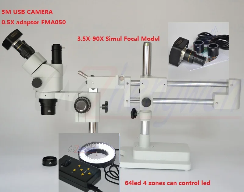 FYSCOPE NEW Microscope 3.5X-90X Simul-Focal Microscope Double Boom Stand Trinocular Stereo Zoom Microscope+5M USB CAMERA
FYSCOPE NEW Microscope 3.5X-90X Simul-Focal Microscope Double Boom Stand Trinocular Stereo Zoom Microscope+5M USB CAMERA