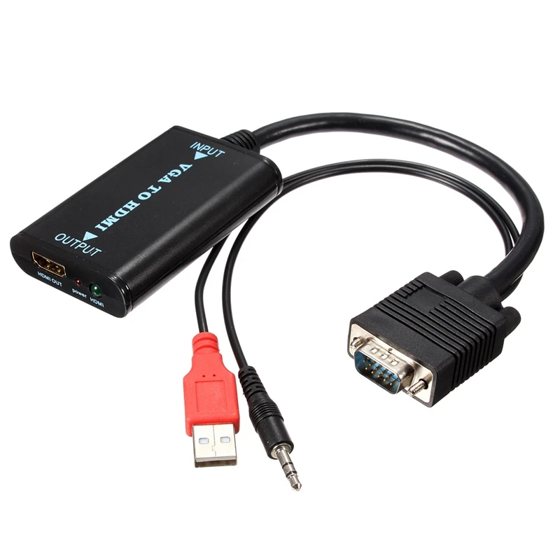 Портативный видеокабель VGA2HDMI 1080P HD аудио ТВ AV TV PC | Электроника