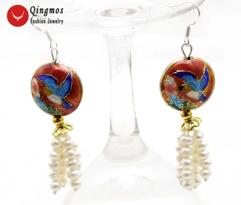 Qingmos Trendy Natural 4-5mm White Pearl & Cloisonne Earrings for Women with Red Cloisonne Hummer Dangle 2.5'' Earring -ear586
Qingmos Trendy Natural 4-5mm White Pearl & Cloisonne Earrings for Women with Red Cloisonne Hummer Dangle 2.5'' Earring -ear586