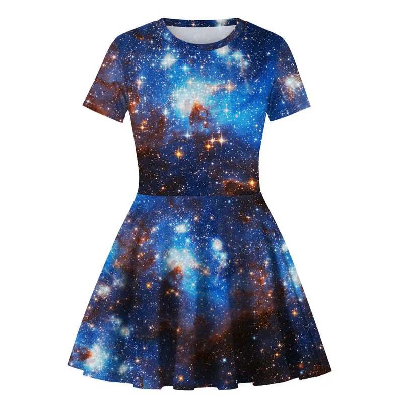 Girls Party Dress Fashion Nebula pattern Princess Dresses O Necked Short Sleeve Pleated Dress Digital Printed Dresses For 7-12Y
Girls Party Dress Fashion Nebula pattern Princess Dresses O Necked Short Sleeve Pleated Dress Digital Printed Dresses For 7-12Y