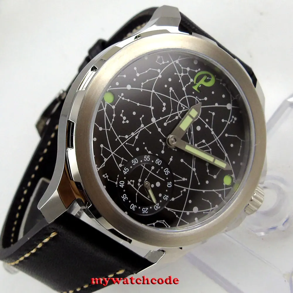2017 new arrive 44mm mens parnis constellation steel Case Leather Sapphire glass Luminous 6498 hand Winding uhr Watch
2017 new arrive 44mm mens parnis constellation steel Case Leather Sapphire glass Luminous 6498 hand Winding uhr Watch