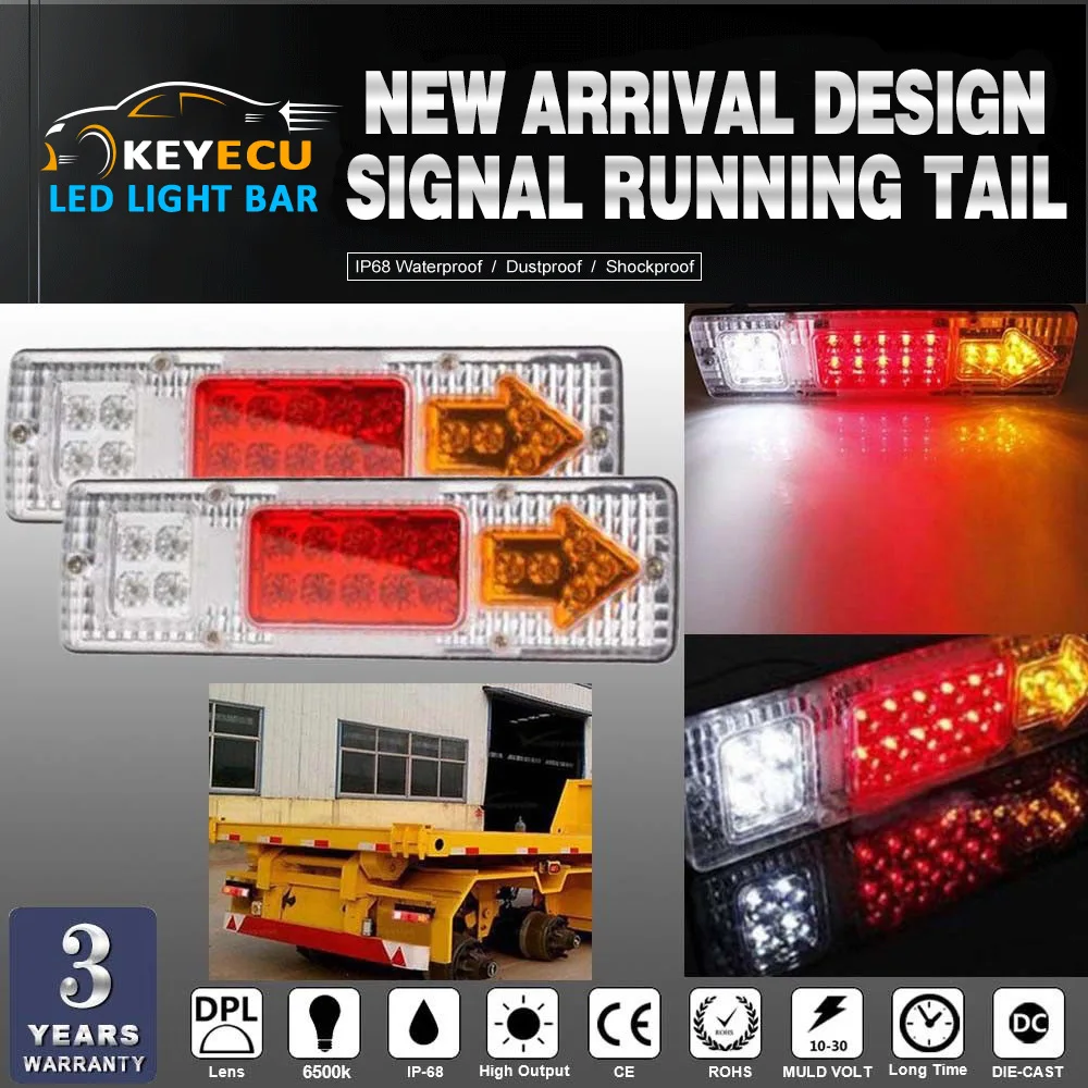 KEYECU PAIR 19 LED Trailer Truck RV ATV Turn Signal Running Tail Light White-Amber-Red Waterproof, Shock & Vibration Proof
KEYECU PAIR 19 LED Trailer Truck RV ATV Turn Signal Running Tail Light White-Amber-Red Waterproof, Shock & Vibration Proof