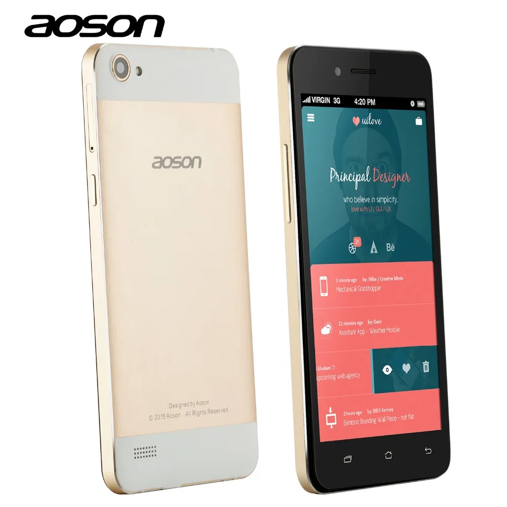 Aoson G507 Смартфон 5 дюймов IPS Экран HD MTK6582 Quad Core Android 4.4 Мобильный Сотовый Телефон 1 ГБ