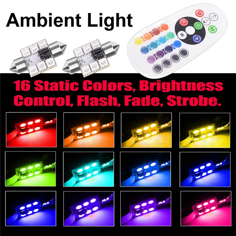 10set Remote Control Car Interior RGB LED Reading Light Festoon C5W 5050 Auto Accessories 6 SMD Strobe Lights
10set Remote Control Car Interior RGB LED Reading Light Festoon C5W 5050 Auto Accessories 6 SMD Strobe Lights