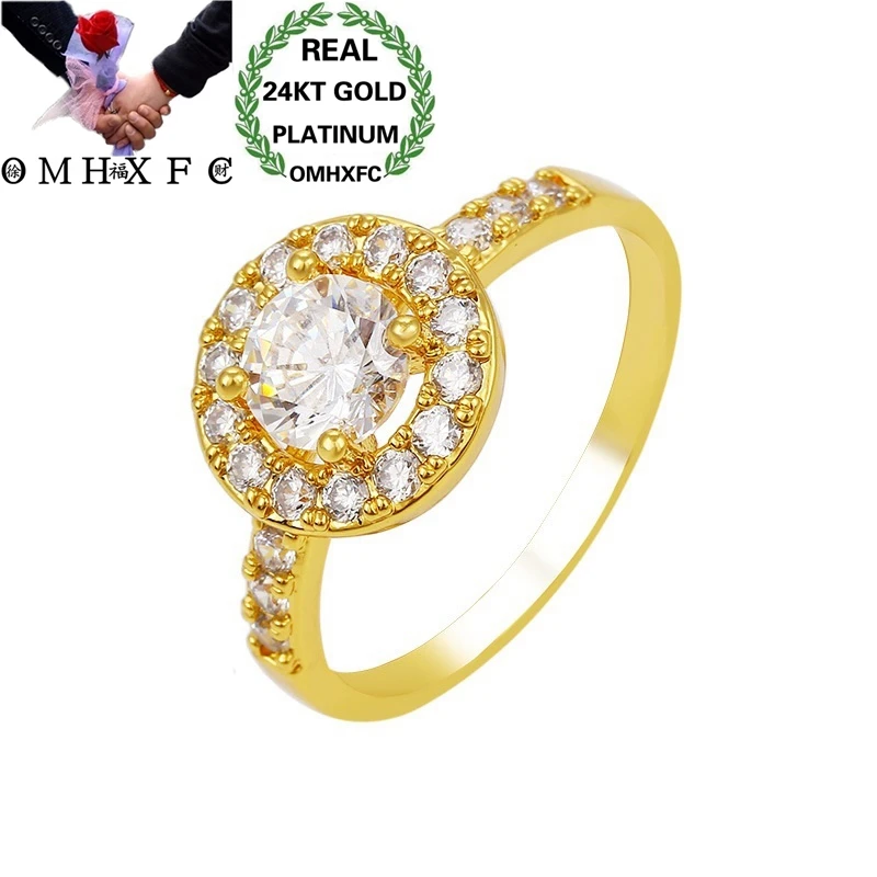 OMHXFC Wholesale European Fashion Woman Girl Bridal Party Birthday Wedding Gift Shiny Round White AAA Zircon 24KT Gold Ring EJ84
OMHXFC Wholesale European Fashion Woman Girl Bridal Party Birthday Wedding Gift Shiny Round White AAA Zircon 24KT Gold Ring EJ84