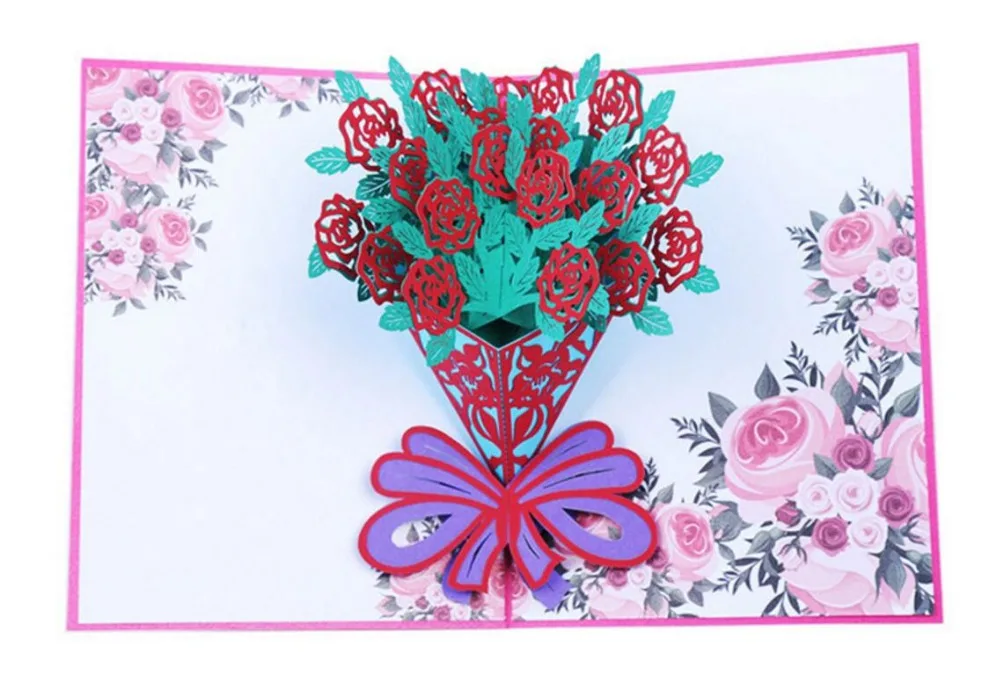 10 шт 3D Красная роза/Лилия/Подсолнух/Нарцисс цветок Киригами ручной работы
