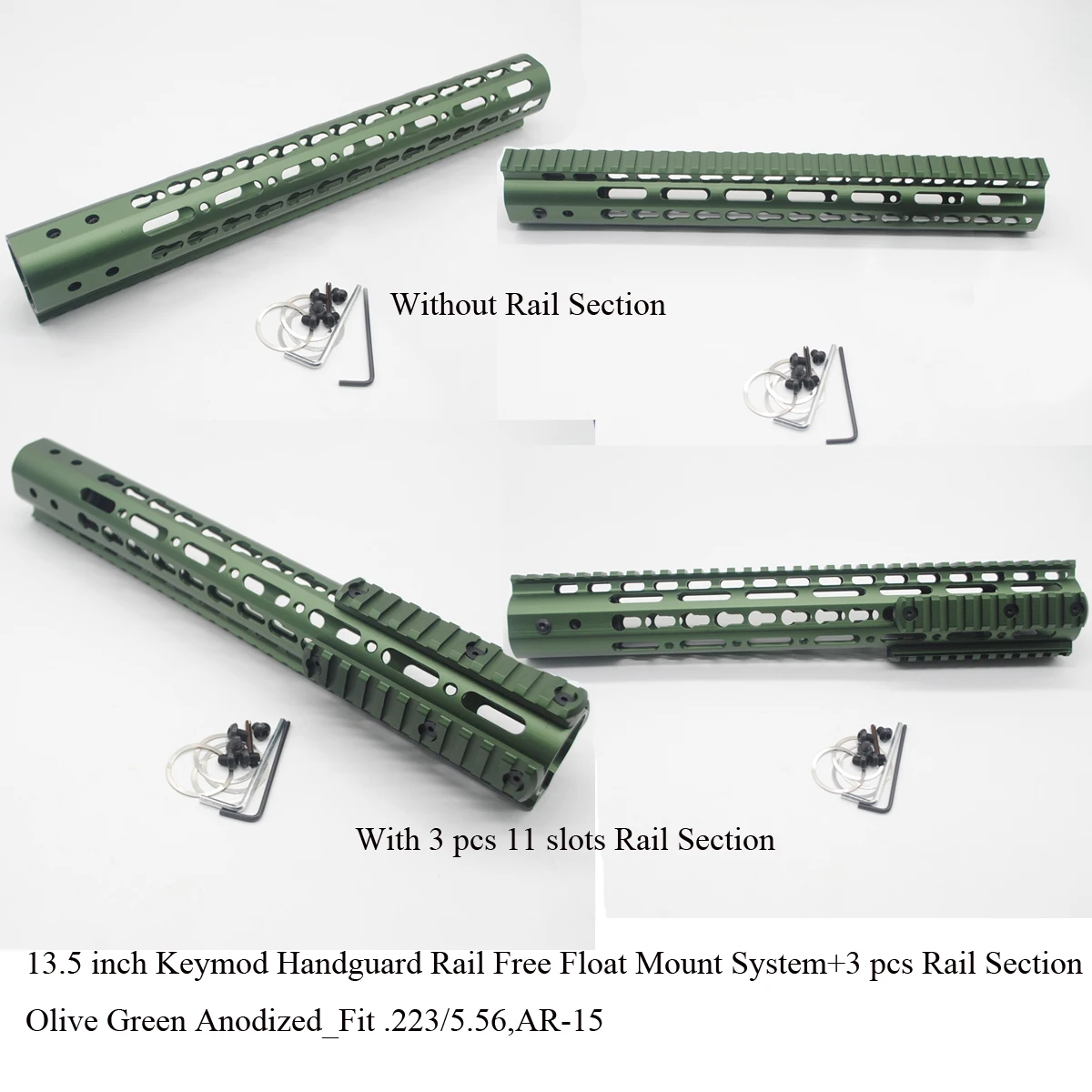 TriRock 13.5'' inch Length Keymod Handguard Rail Picatinny Free Float Mount System with/without Rail Sections_Olive Green
TriRock 13.5'' inch Length Keymod Handguard Rail Picatinny Free Float Mount System with/without Rail Sections_Olive Green