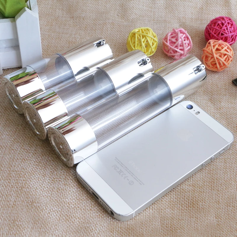 Make Up Airless Pump Bottle 15ml 30ml 50ml Silver Cosmetic Liquid Cream Container Lotion Essence Bottles for Travel 100pcs/lot
Make Up Airless Pump Bottle 15ml 30ml 50ml Silver Cosmetic Liquid Cream Container Lotion Essence Bottles for Travel 100pcs/lot