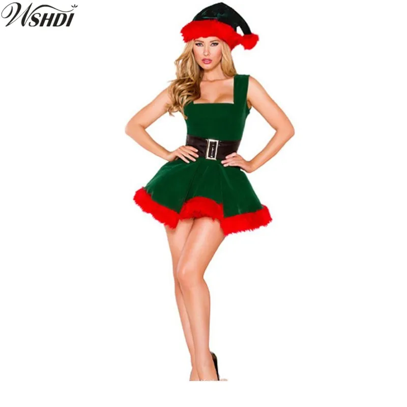 Women Christmas Costume Sexy Green Santa Claus Uniform for Adults Xmas Costumes Holiday Female Celebrate Party Dress
Women Christmas Costume Sexy Green Santa Claus Uniform for Adults Xmas Costumes Holiday Female Celebrate Party Dress