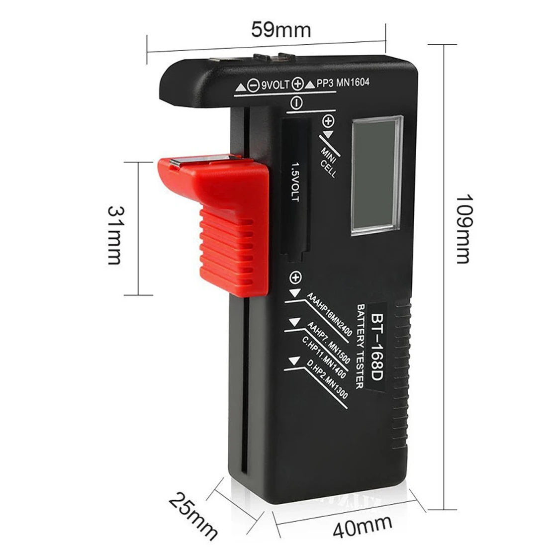 Household Battery Tester Universal BT168D Digital Battery Tester Volt Checker for AA AAA 9V Button Multiple Size
Household Battery Tester Universal BT168D Digital Battery Tester Volt Checker for AA AAA 9V Button Multiple Size