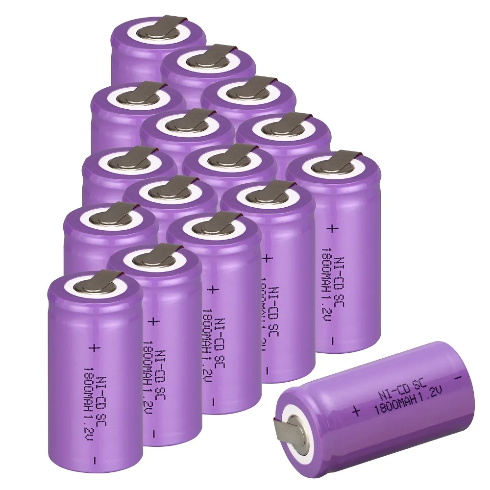 16PCS Sub C SC battery 1.2V 1800mAh rechargeable battery Ni-Cd battery with tab 4.25*2.2cm--purple color
16PCS Sub C SC battery 1.2V 1800mAh rechargeable battery Ni-Cd battery with tab 4.25*2.2cm--purple color