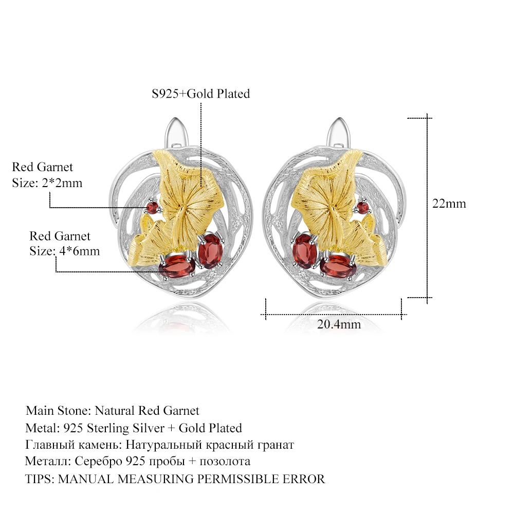 GEM'S BALLET 925 Sterling Silver Gemstone Earrings Natural Red Garnet Handmade Lotus Pond Clip Earrings For Women Fine Jewelry
GEM'S BALLET 925 Sterling Silver Gemstone Earrings Natural Red Garnet Handmade Lotus Pond Clip Earrings For Women Fine Jewelry