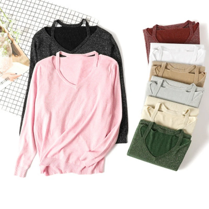 Sexy Shiny Sequins Women V-Neck Hollow Pullovers Sweater Long Sleeve 2018 Womens Knitted Sweaters Solid Autumn Winter Jumper New
Sexy Shiny Sequins Women V-Neck Hollow Pullovers Sweater Long Sleeve 2018 Womens Knitted Sweaters Solid Autumn Winter Jumper New