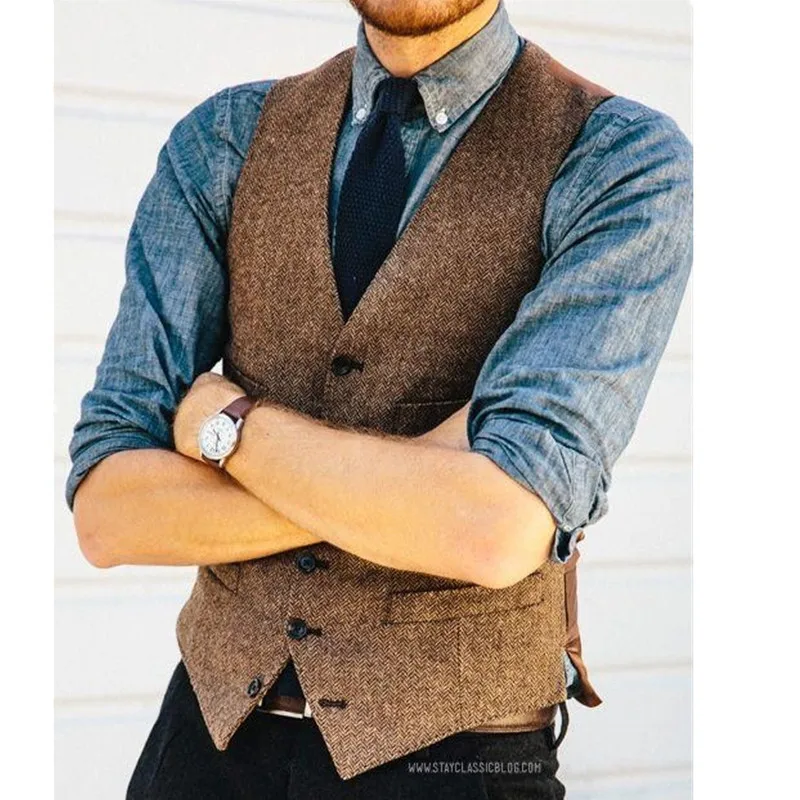 Brown Wool Herringbone Tweed Vests Slim Mens Suit Vests Custom Made Sleeveless Suit Jacket Mens Dress Wedding Waistcoat
Brown Wool Herringbone Tweed Vests Slim Mens Suit Vests Custom Made Sleeveless Suit Jacket Mens Dress Wedding Waistcoat