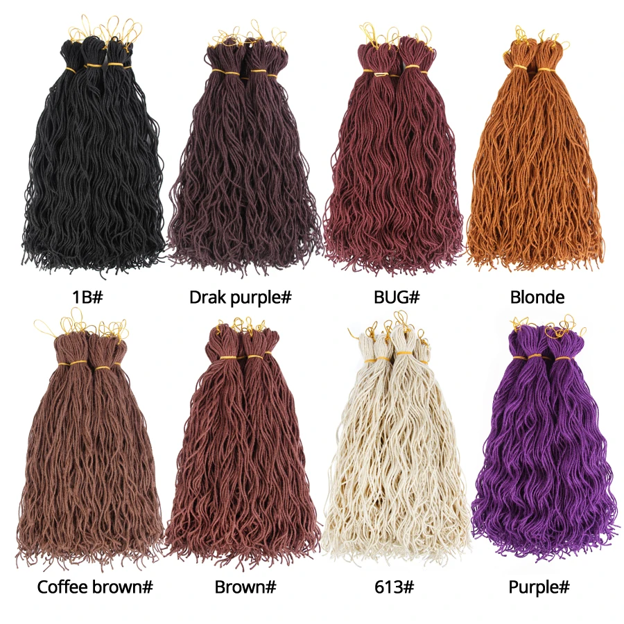 Alileader 20 &quotBlonde/Purple Curly Faux Locs вязаный крючком наращивание Kanekalon косы дреды волос для