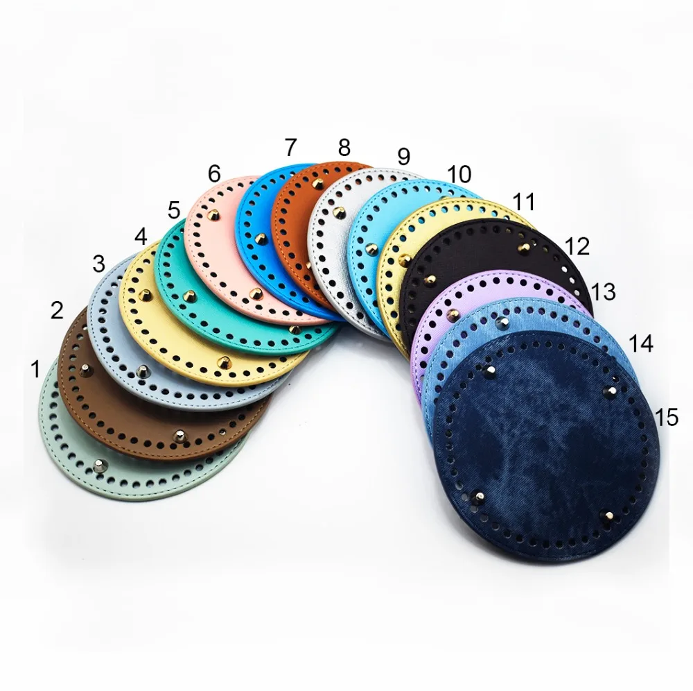 15*15CM Round PU Leather Bottom Rivet for Knitting Bag Handbag DIY Shoulder Crossbody Bags Accessories Solid Bottom for Handbag
15*15CM Round PU Leather Bottom Rivet for Knitting Bag Handbag DIY Shoulder Crossbody Bags Accessories Solid Bottom for Handbag