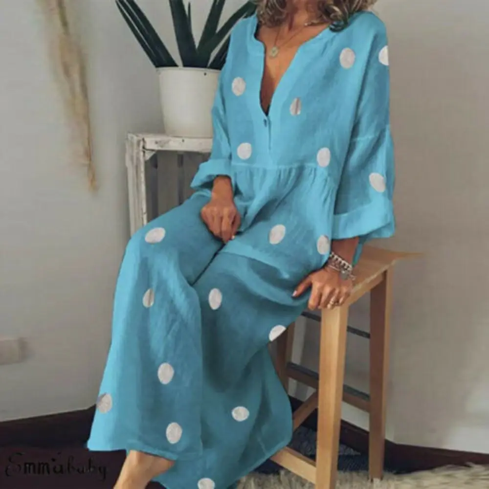 Fashion Women Short Sleeve Boho Long Maxi Dress Summer Beach Party Sundress Plus Polka Dot V Neck Maxi Dress Ladies Party
Fashion Women Short Sleeve Boho Long Maxi Dress Summer Beach Party Sundress Plus Polka Dot V Neck Maxi Dress Ladies Party