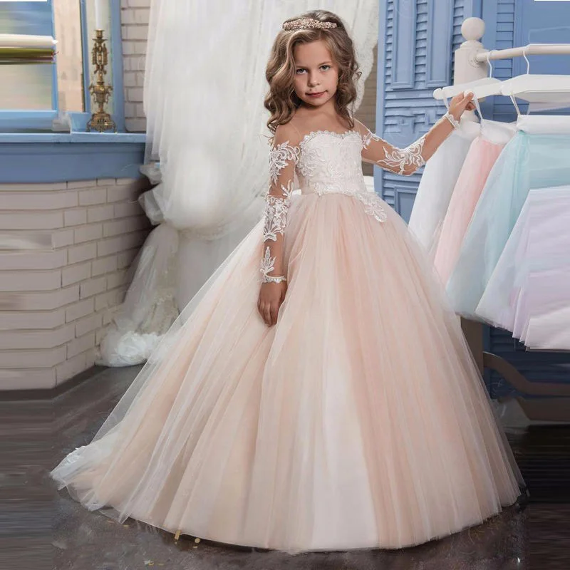Long Sleeves Soft Tulle With train Fashion Girls Costume Kids Evening Party Cute Princess Dress Little Bride Gown Tutu Dresses
Long Sleeves Soft Tulle With train Fashion Girls Costume Kids Evening Party Cute Princess Dress Little Bride Gown Tutu Dresses