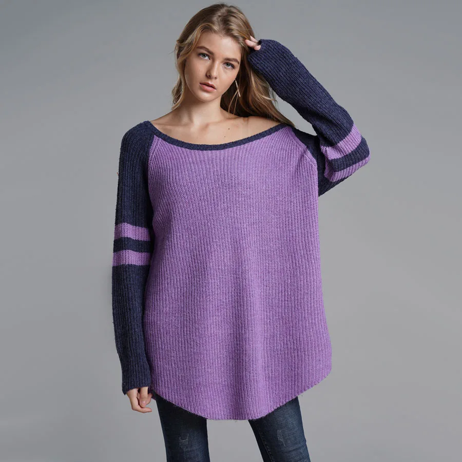 Loose Pullover Lazy Wind Sweater Womens Fall Winter 2019 Contrast Color Knitted Long Jumpers Sweaters Fashionable
Loose Pullover Lazy Wind Sweater Womens Fall Winter 2019 Contrast Color Knitted Long Jumpers Sweaters Fashionable